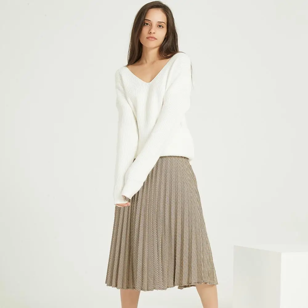 Wixra 2020 Новый базовый однотонный осенне-зимний свободный свитер с v-образным