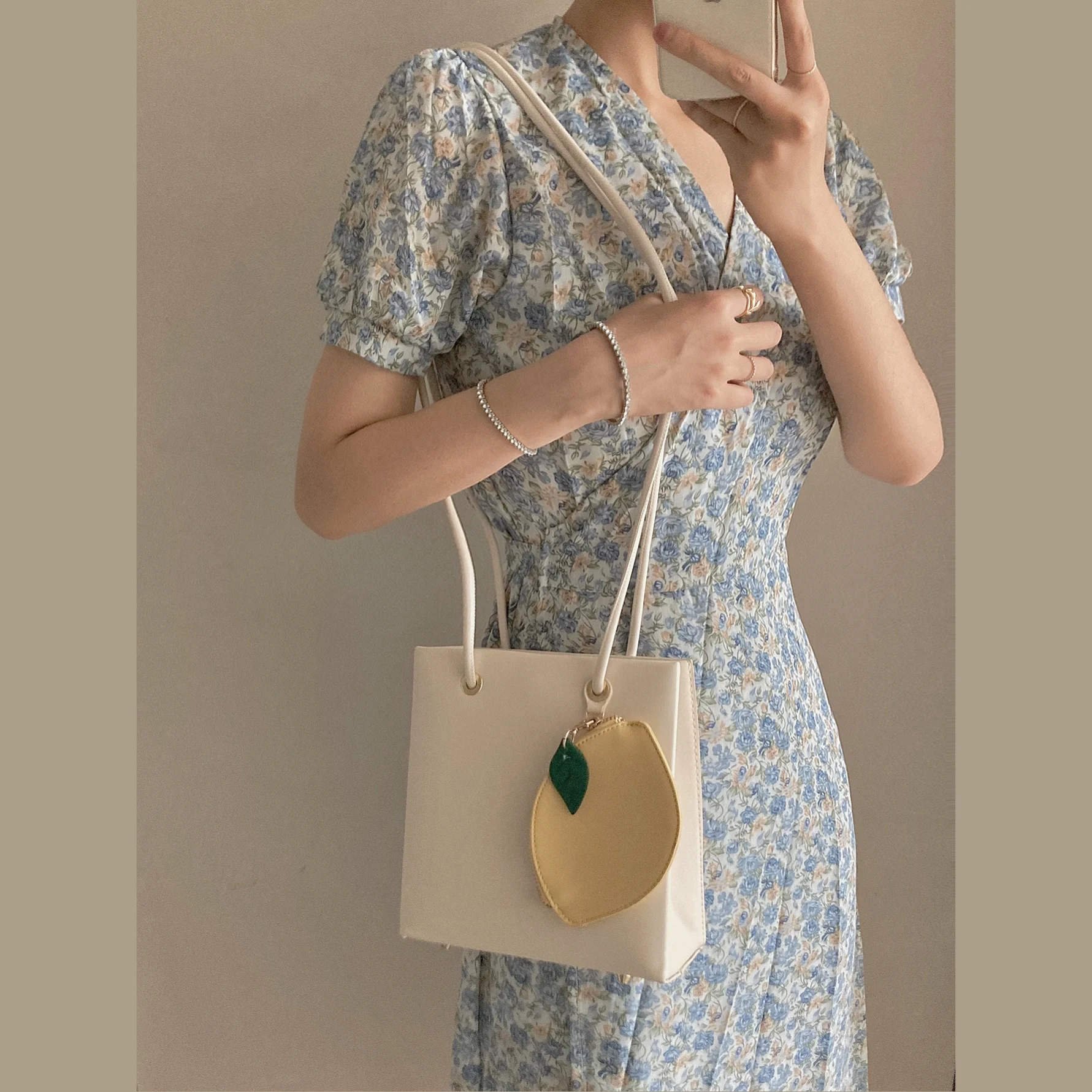 

Fashion Design Women Shoulder Crossbody Bags PU Leather Lemon Ladies Handbags Simple Female Small Tote Bag with Zipper Purse
