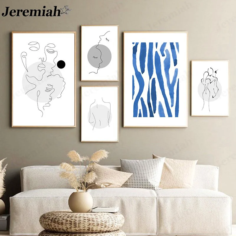 

Simple Abstract Human Body Line Canvas Painting Minimalist Character Picture Print Nordic Living Room Decoration Frameless