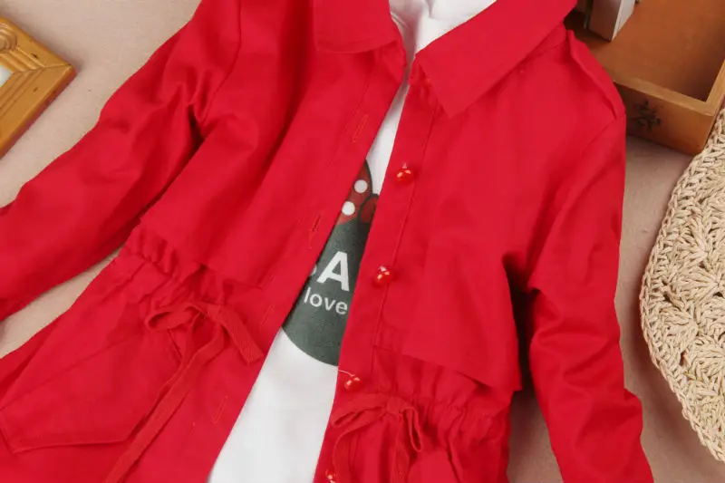 Тренч для девочек одежда осень 2019 детская хлопковая однобортная куртка ветровка