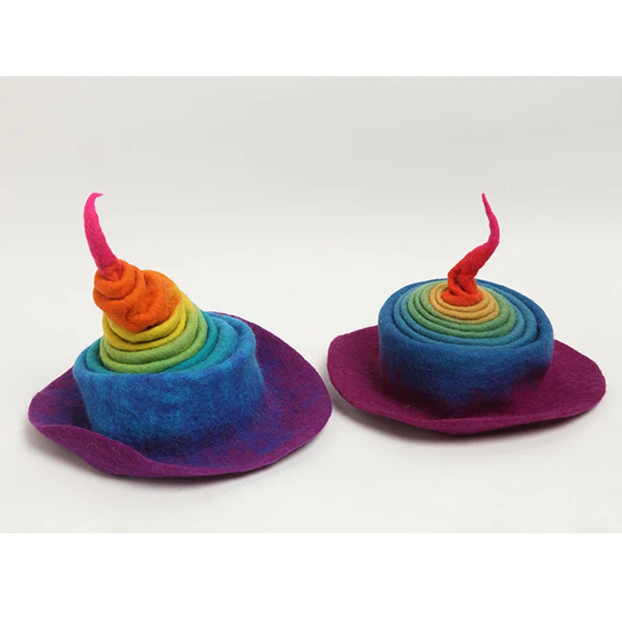 Милая шапка ручной работы из радужной шерсти s подарки на Рождество и день