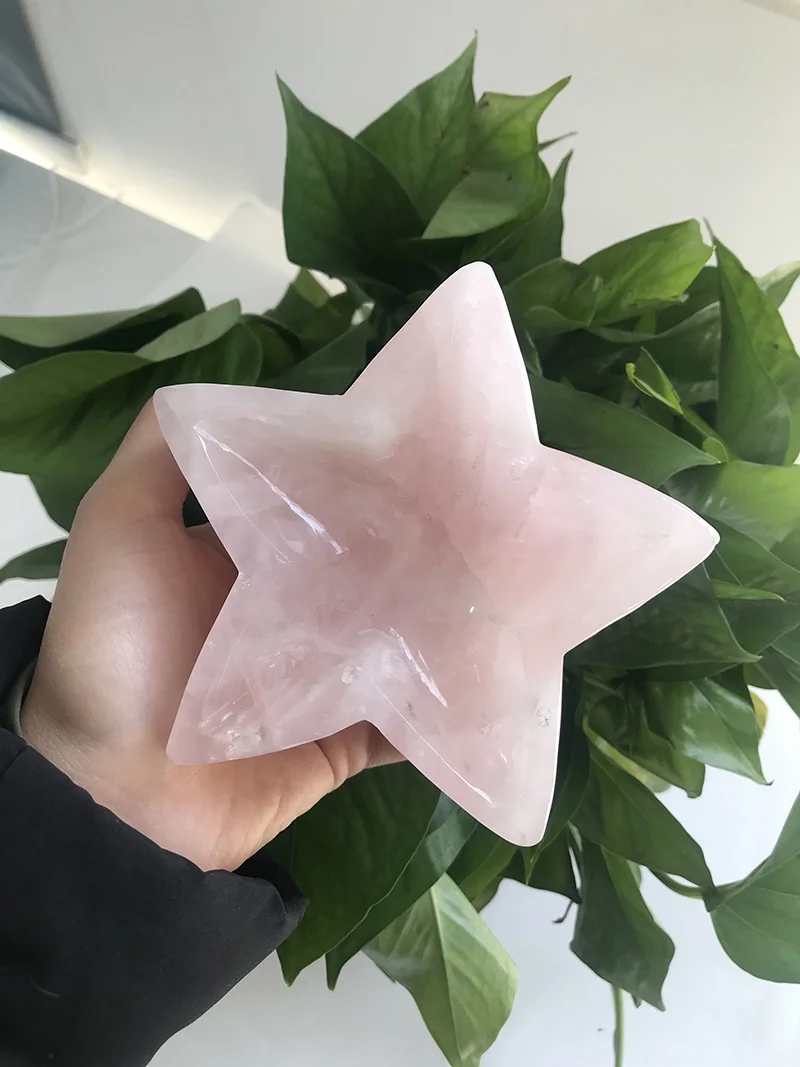 Натуральный кристалл розовый кварц звезда чаша в форме пентаграммы хрустальные