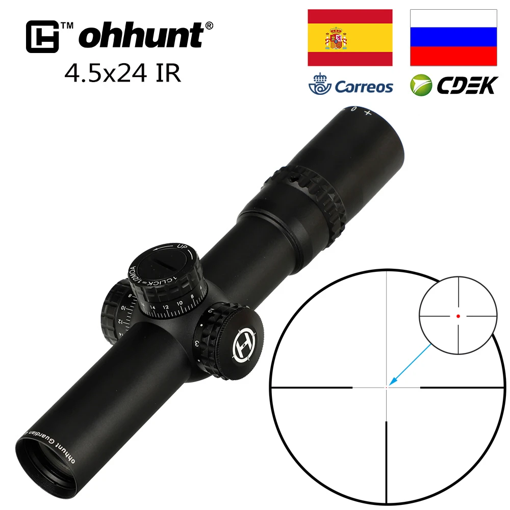 Ohhunt Guardian 4,5x24 Охотничья винтовка прицел 30 мм трубка тактическая Оптика прицел 1/2 полумил точка сетка башенки Сброс прицел