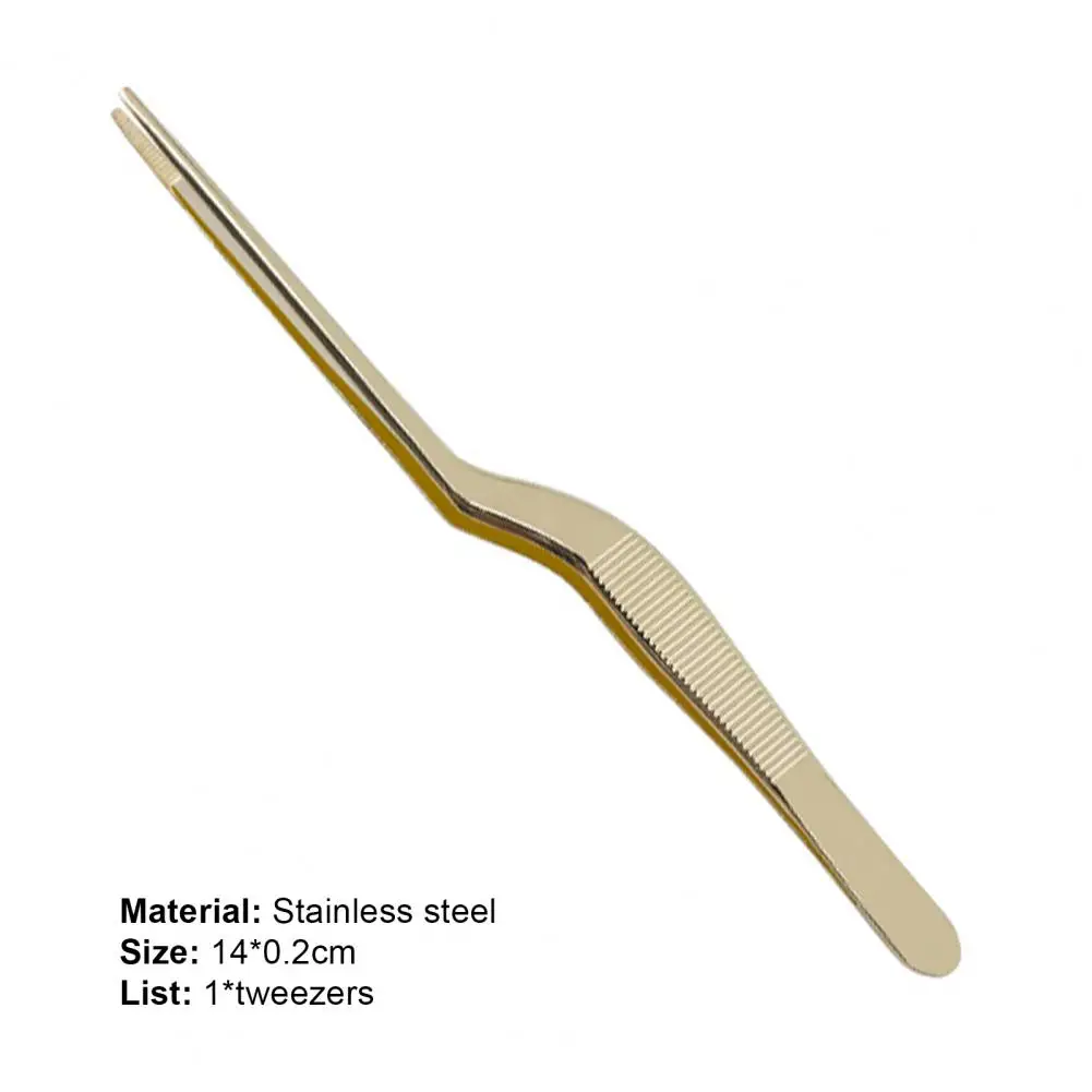 

1pc Non-Slip Plating Tweezer High Strength Stainless Steel Serving Presentation BBQ Tongs Seafood Tool Kitchen Accessories