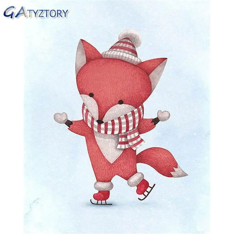 

GATYZTORY DIY Painting by numbers Christmas fox frame for paint by numbers wall art canvas decor for the home 40x50cm photo fram