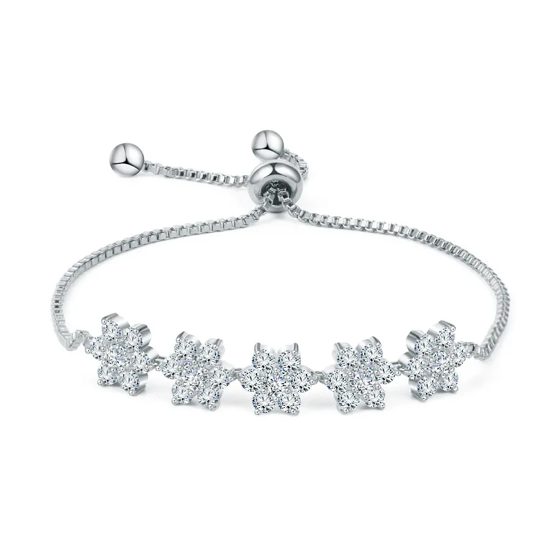 015 SILVER MIEG Марка Ассорти кубического циркония фианит, циркон, кристалл слайд регулируемый браслет покрытый розовым золотом/Родием серебро/желто-золотой Цвет - Окраска металла: 015 SILVER