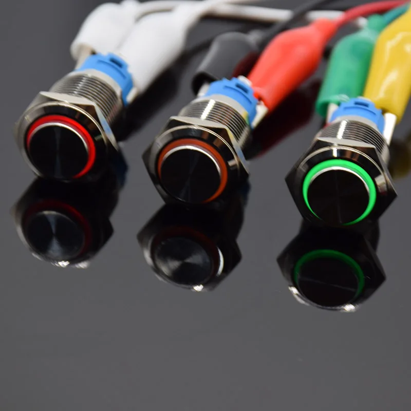 Металлический кнопочный переключатель 16 мм светодиодный светильник 3 6 в 12 В 24 110