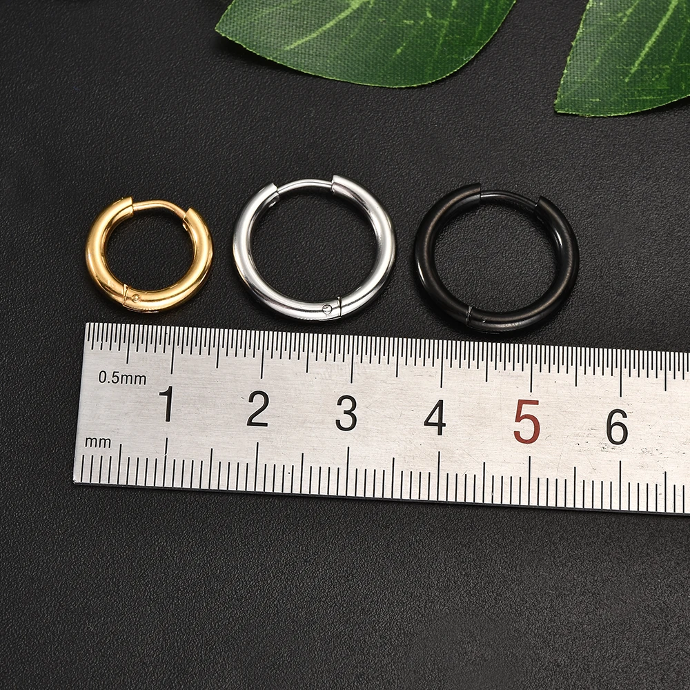 

Fashion Women Men Punk Gothic Stainless Steel Simple Round Stud Earrings Lover 3 Colors 3 Size Earring Jewelry