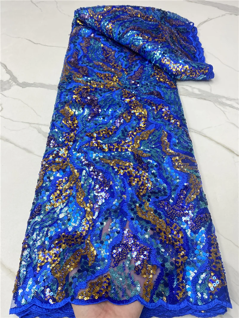 

PGC African Sequence Lace Fabric 2021 High Quality Lace French Nigerian Beaded Lace Fabrics For Wedding Dress Sewing YA4756B-3