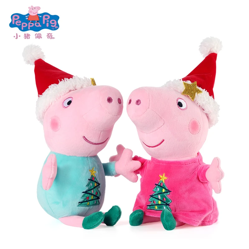 

Original Peppa Pig 30cm Christmas Peppa George Childrenâ€™s Plush Toys Girls Holiday Birthday Gifts Comfortable Cartoon Ragdoll