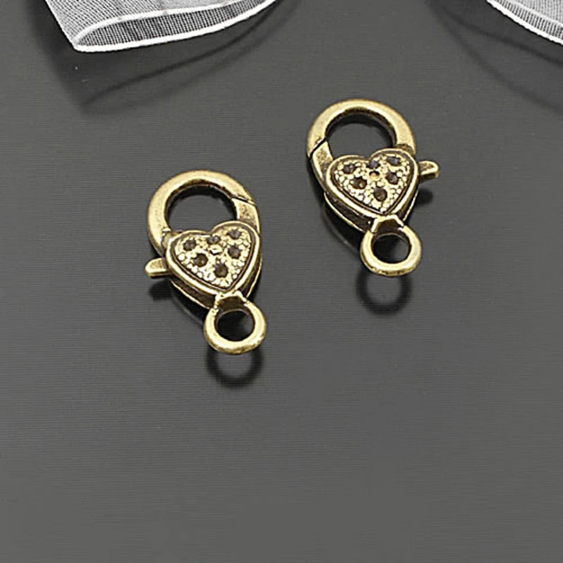 

(25524)10PCS 25x12MM Antique Bronze Zinc Alloy Heart Lobster Clasps Connect Clasps Necklace Clasps Diy Jewelry Making Supplies