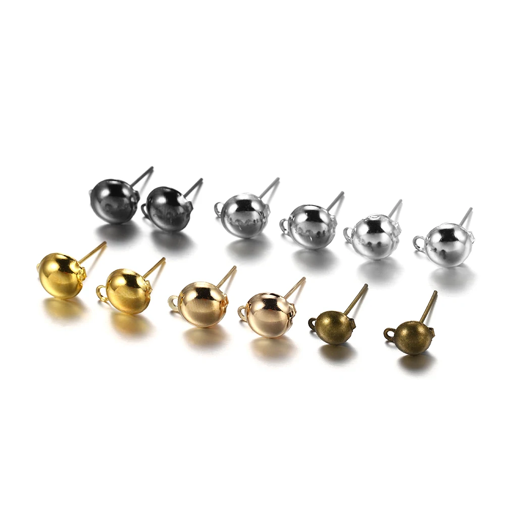 

50-100 шт./лот 4-10 мм выпуклая волнистая пластина, круглые шпильки, базовый штырь для сережек, ювелирных изделий, принадлежности для поиска