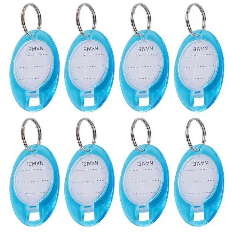 

50pcs Oval Key Chain with Label Window Plastic Classifing Tag Identifying Tags