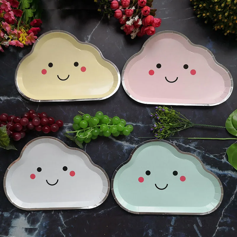 8PCS Color mixing Одноразовая посуда вечерние украшения на вечеринку дня рождения украшения Дети облако бумажный лоток белый бумажный лоток Свадьба деко - Цвет: 8PCS Color mixing