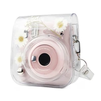 for fuji fujifilm instax mini 1198 transparent dried flowers daisies pvc camera bag case cover pouch protector