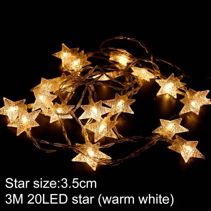Warm white star 20 ротанговый шар светодиодный гирлянда сказочные огни Рождественская елка украшения Рождественский Декор теплое белое светодиодное освещение Декор год - Цвет: Warm white star