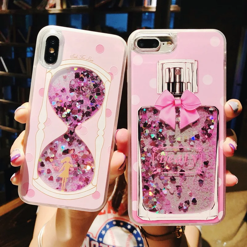 Cute Cupcake Love heart Glitter Shining Phone Case for iPhoneX 8 Plus Soft TPU Back Cover iPhone 6 6s 6plus 7 |