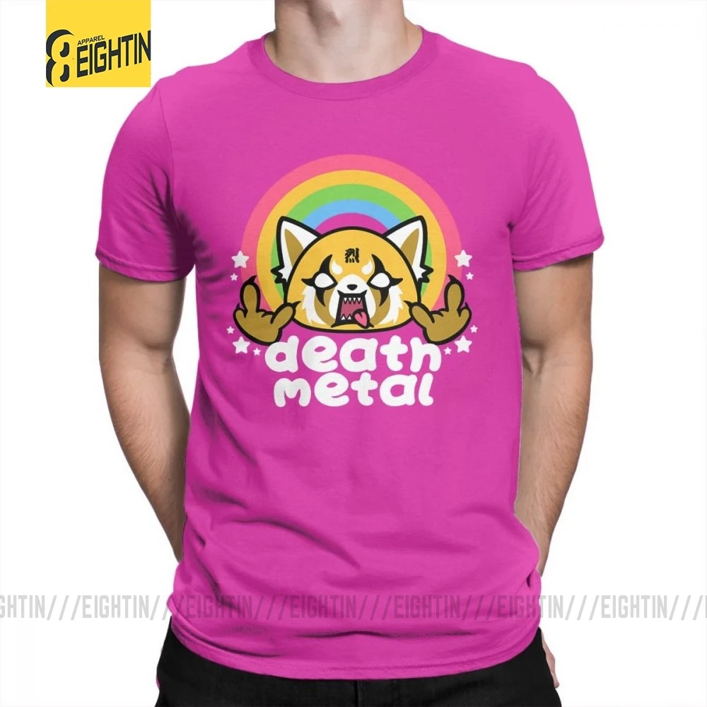 Fuchusia Death Metal Aggretsuko aggression Retsuko, футболки из хлопка, Мужская одежда, футболки с коротким рукавом, футболки большого размера с рисунком - Цвет: Fuchusia