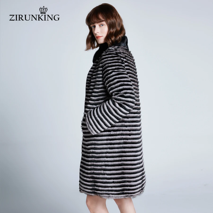 ZIRUNKING Новый женский натуральный мех норки с пуховым пальто женская зимняя теплая