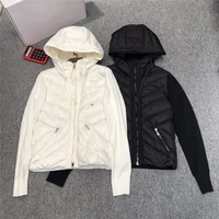 women fashion hooded down jackets knitted sweater and 90 white duck down patchwork spring coats women casual outerwear