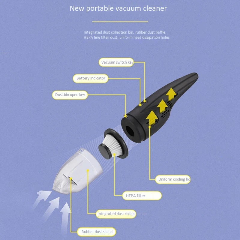 

Handheld Vacuum Cleaner Charging Vacuum Cleaner Power Display 5Kpa Suction Power Car Household Pet Hair