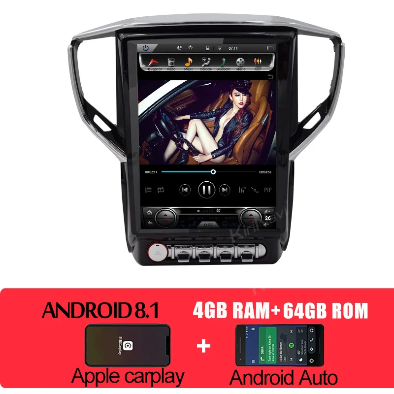 android car radio KiriNavi вертикальный экран Tesla style 12," Android 8,1 автомобильный Радио gps навигация для Maserati Ghibli автомобильный Dvd мультимедийный плеер 4G - Цвет: android car radio