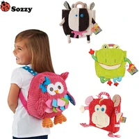 sozzy cute kid plush school backpacks 25cm animal figure bag kid girls boys gifts toy owl cow frog monkey schoolbag