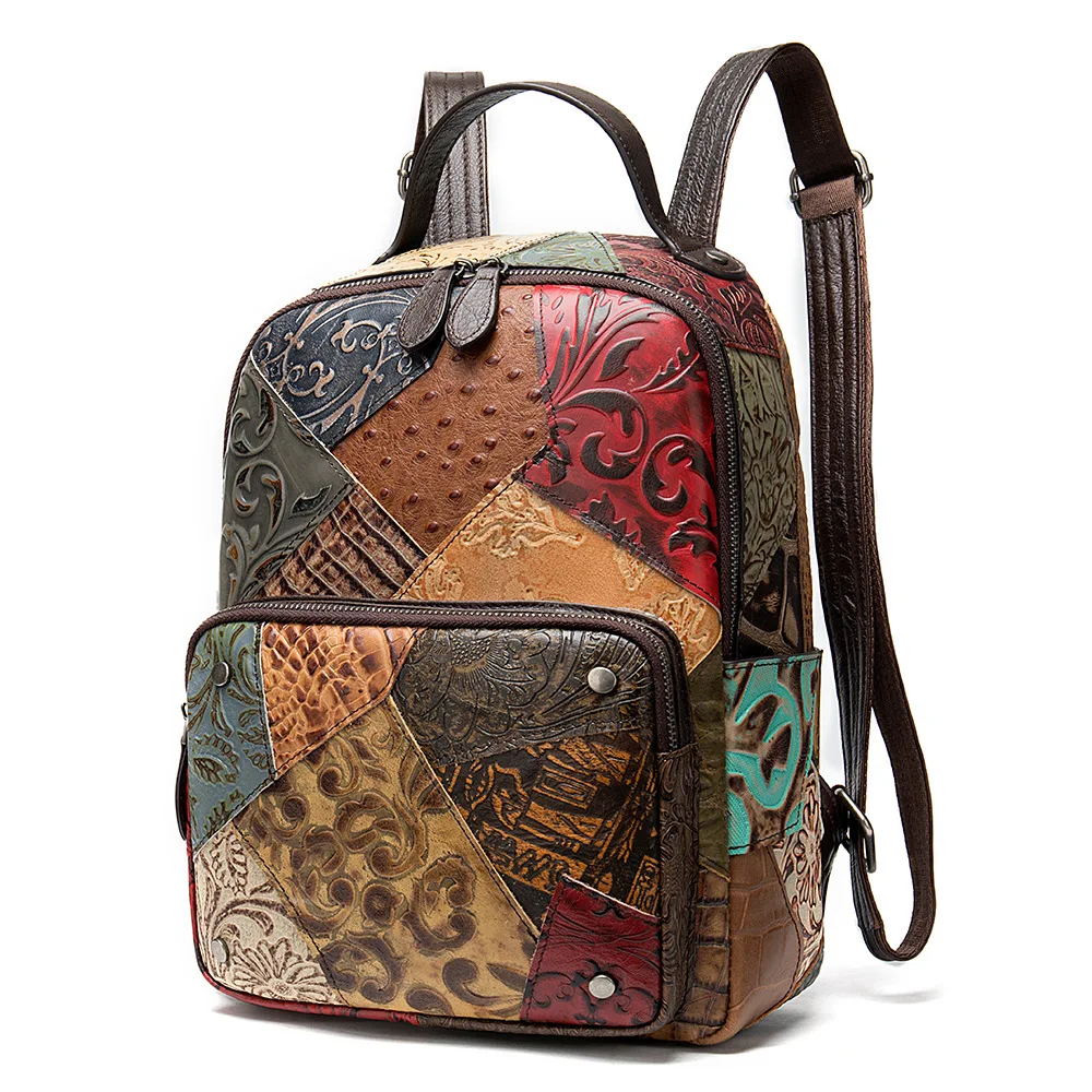 Новинка 2019 женский рюкзак из натуральной коровьей кожи в национальном стиле