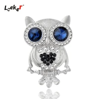 leeker silver color owl animal blue eyes brooches pins for women vintage jewelry broche gift for girlfriend 009 lk7
