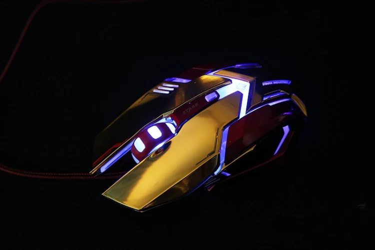Игровая мышь с принтом E 3LUE Мстители Железный человек 3 M639 Золотая