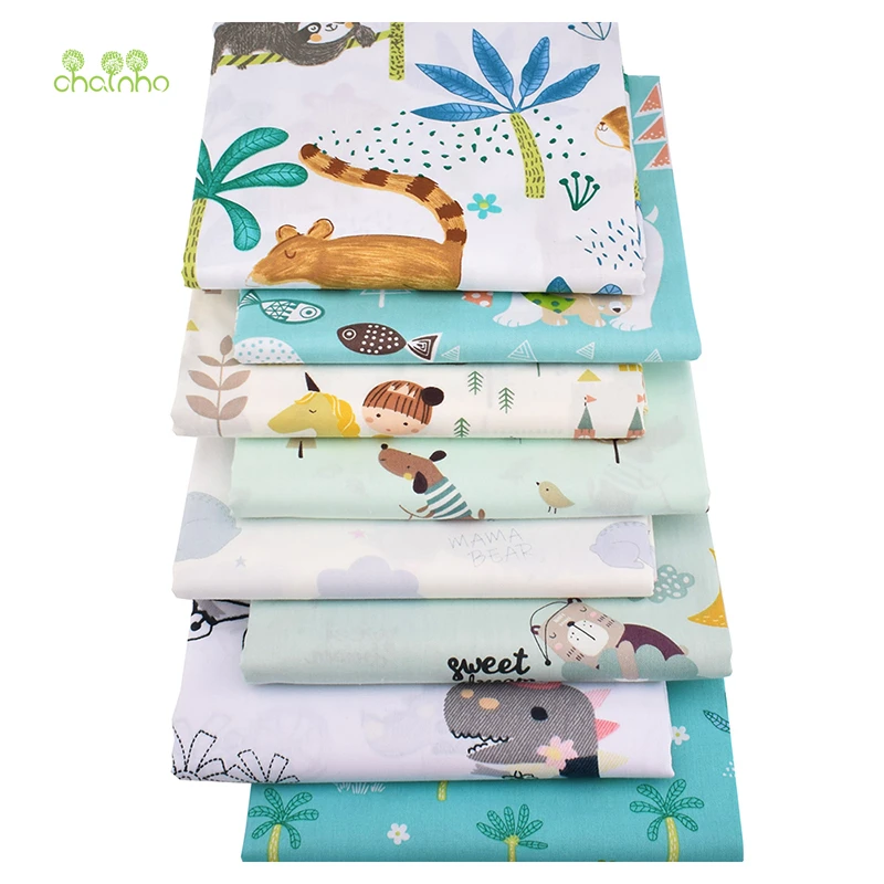 Chainho 8 шт./лот мультяшная серия саржевая хлопчатобумажная ткань с принтом