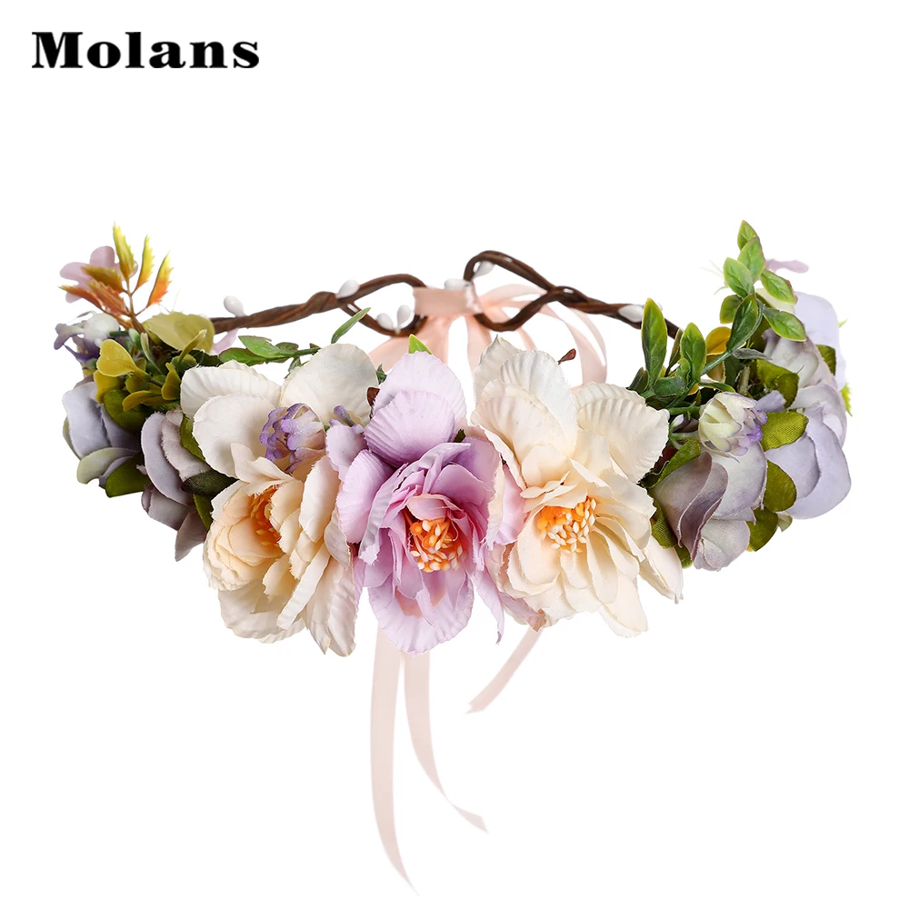 MOLANS Для женщин платье невесты с цветочным принтом повязка на голову для свадьбы