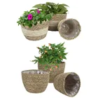 Сплетенные цветочные горшки для растений, садовое кашпо, корзина для цветов, корзина для хранения, декоративные цветочные горшки для дома и улицы