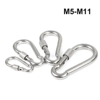 1 pcs 304 stainless steel carabiners with nuts climbing gear safety snap hooks spring buckle m4m12 connector rings