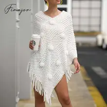 Femajor 2019 Осень зима женская мода белая накидка пальто шикарное с