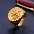 Винтажное мужское классическое кольцо с золотым якорем