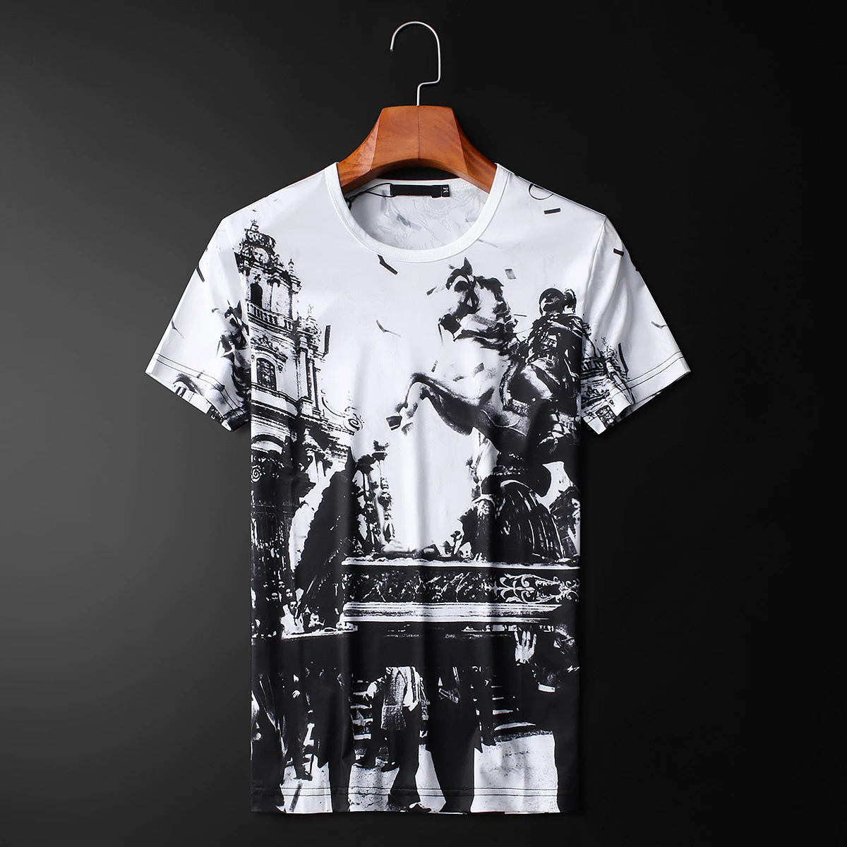 Мужская футболка с короткими рукавами Minglu Модная приталенная круглым вырезом