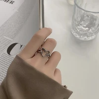 fashion charm silver color hollowed out heart shape open ring design cute love jewelry for women girl gifts adjustable