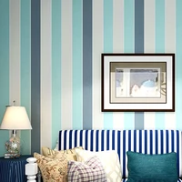 9 5m53cm mediterranean style wallpaper vertical stripes retro blue nostalgic living room non woven tv background wallpapers