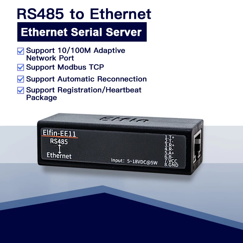 Последовательный мини сервер RS485 к Ethernet ModbusTCP последовательный RJ45