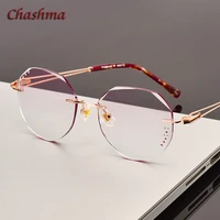 chashma round eyewear titanium gray colored lenses rimless glasses light frame women gradient glass
