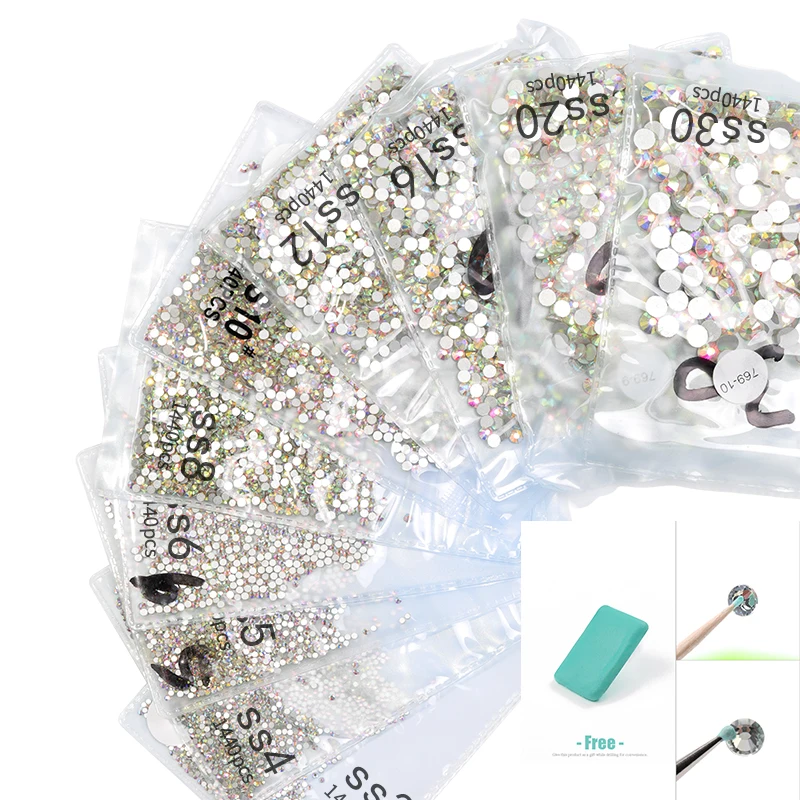 Супер Блестящий 1440 штук разноцветные стразы с плоской спинкой для украшения