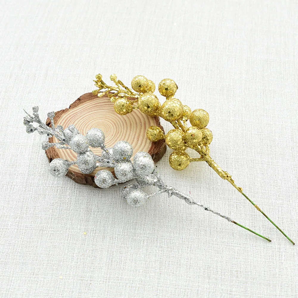 3pcs Christmas Tree Decoration Glitter Berry Hanging Baubles Foam Fruit Ball DIY Garland Decor for Xmas Party fake flower new | Дом и сад