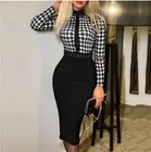 Женское облегающее платье-карандаш, элегантное облегающее платье-трапеция с длинным рукавом и высокой талией для фитнеса, Новинка осени 2022