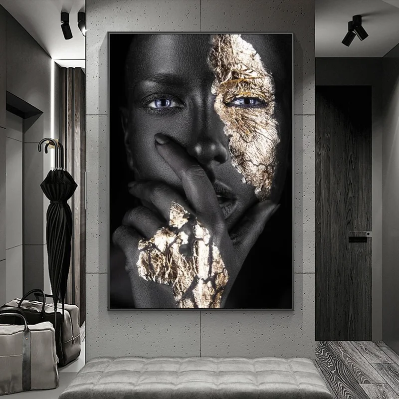 

Black Girl With Silver Eyes Canvas Paintings On The Wall Art Posters And Prints African Woman Art Pictures Home Wall Decoration