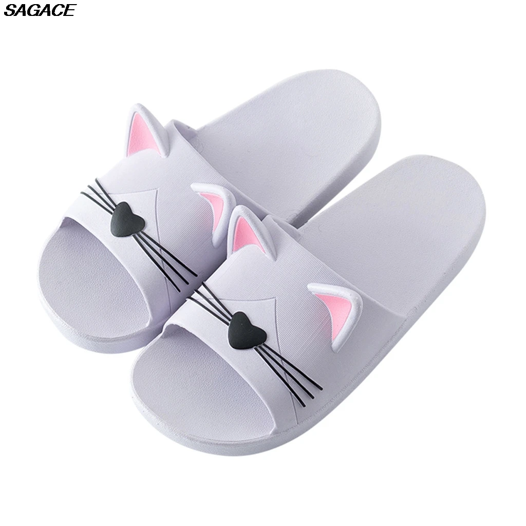 

SAGACE Men&Women Home Indoors Slippers Cartoon Cat Floor Family Beach Sandals Sandalia Feminina Beach Summer Shoes Praia C26