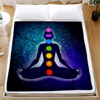 yoga chakras mandala coral fleece blanket for beds sofa spring summer air conditioning blanket nap throw bed cover single size