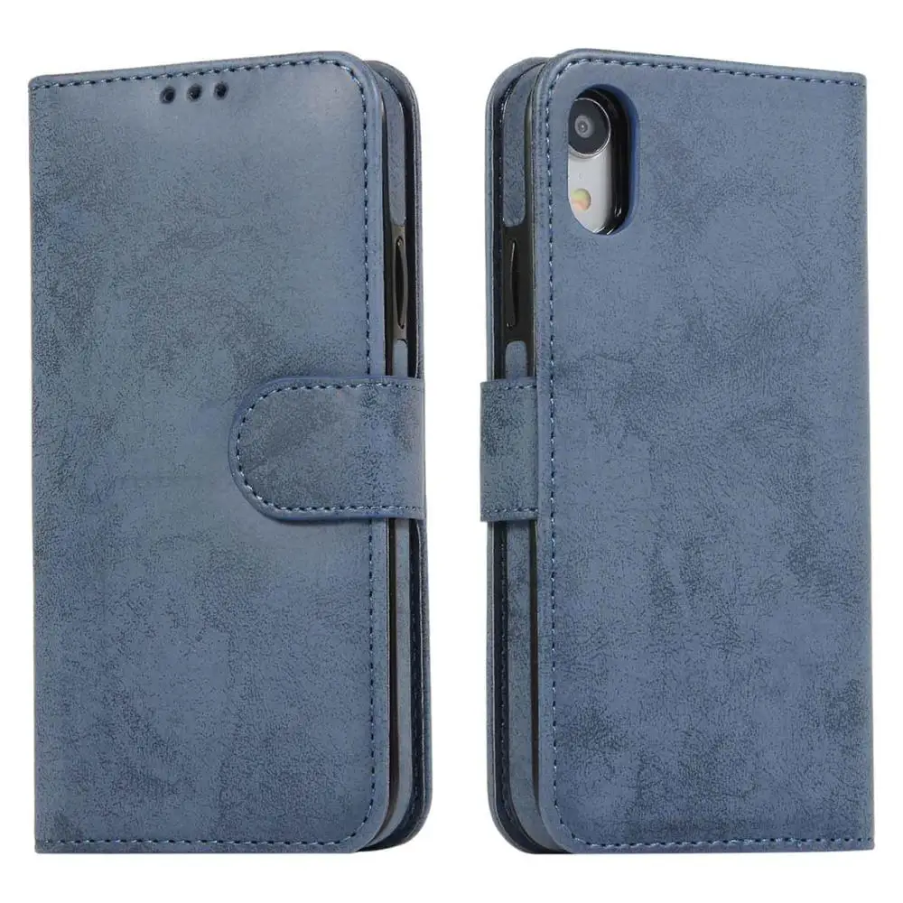 navy Модный чехол-кошелек для iPhone XS X, съемный флип-чехол, кожаный чехол для телефона, чехол для iPhone 11 Pro XR 6 7 8 Plus Funda - Цвет: navy