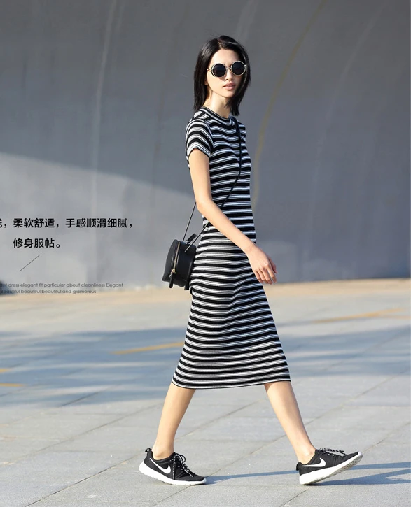 Хлопчатобумажная эластичная полосатая ткань 50*170 см летняя крутая трикотажная