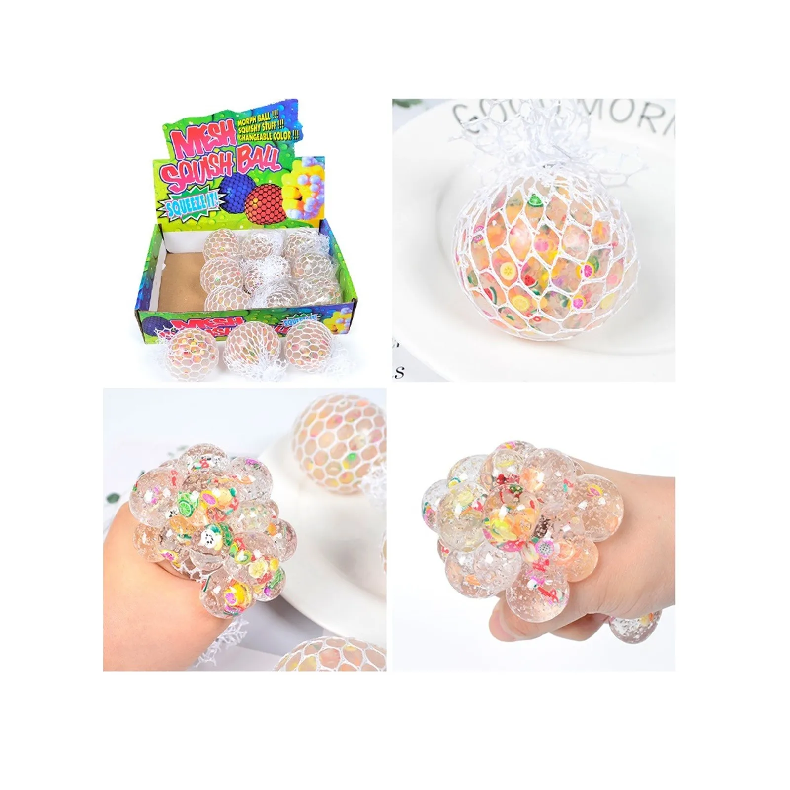 

90ML Mesh Ball Stress Glowing A Grape Toys Anxiety Relief Stress Ball Relief Anti-stress Kids Funny Things Prank Joke toy L5